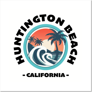 Huntington Beach - California (with Black Lettering) Posters and Art